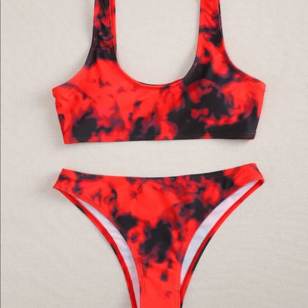 SHEIN red and black bikini size large